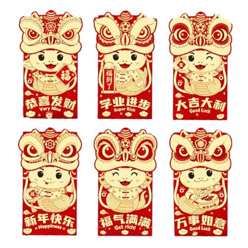 6 x Briefumschläge für das neue Jahr, Rötungen, traditionelles Schlangenjahr, multifunktional, chinesische Tierkreiszeichen, Geldpapiertüte 6 x Briefumschläge für das neue Jahr, Rötungen, traditionelles Schlangenjahr, multifunktional, chinesische Tierkreiszeichen, Geldpapiertüte von Ldabrye