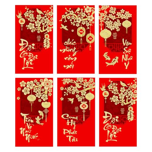6pcs Neujahr Rötung Pakete Traditioneller Schlangenjahr Themenumschläge Multifunktionales Chinesisches Zodiacs Geldpapierbeutel von Ldabrye