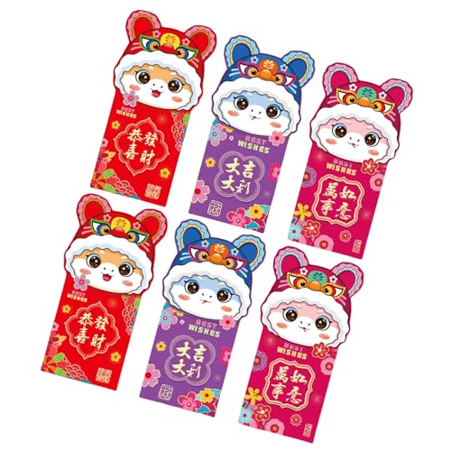 6pcs Rötung Umschläge Für Traditionelle Frühjahrsfest 2025 Schlangenjahre Geldpakete Papierbeutel Hongbao Für Neujahr von Ldabrye