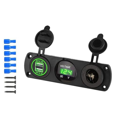Doppel USB Buchse Ladeadapter 12V-24V LED Voltmeter 3 in 1 Ladeadapter Panel für Auto Motorrad Boot Marine LKW Doppel USB Buchse Ladeadapter 12V-24V LED Voltmeter 3 in 1 Ladeadapter Panel für Auto Motorrad Boot Marine LKW von Ldabrye