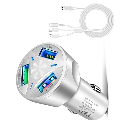 Schnellladeadapter für das Auto, 35 W, 3 Anschlüsse, 1 auf 3 USB 3.0, zum Aufladen von Fahrzeugen, mit Netzkabel Schnellladeadapter für das Auto, 35 W, 3 Anschlüsse, 1 auf 3 USB 3.0, zum Aufladen von Fahrzeugen, mit Netzkabel von Ldabrye