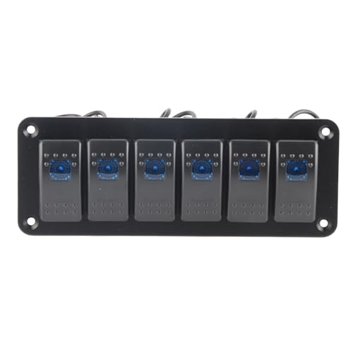 6-Gang-Wippschalter-Panel mit LED-Hintergrundbeleuchtung, Ein-/Aus-Schalter, wasserdichter Stromkreisschutz für Auto, Wohnmobil, Bus, Marine, Boot, ATV, UTV (Blau) von Ldafava