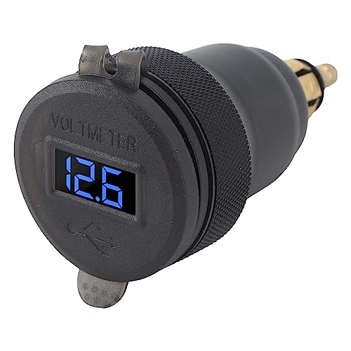 Auto Ladegerät Dual QC 3.0 Schnellladegerät mit LED -Voltmeter und Knopfschalter Aluminiumlegierung für 1 2 3 -Serie 12V bis 24 V Schnittstelle (Blau) von Ldafava