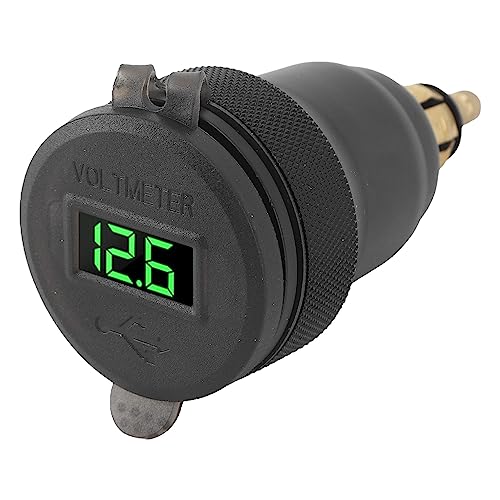 Auto Ladegerät Dual QC 3.0 Schnellladegerät mit LED -Voltmeter und Knopfschalter Aluminiumlegierung für 1 2 3 -Serie 12V bis 24 V Schnittstelle (Grün) von Ldafava
