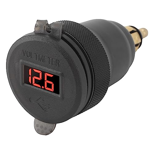 Auto Ladegerät Dual QC 3.0 Schnellladegerät mit LED -Voltmeter und Knopfschalter Aluminiumlegierung für 1 2 3 -Serie 12V bis 24 V Schnittstelle (Rot) von Ldafava