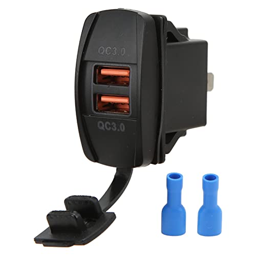 Black Universal Rocker Switch Style Dual USB -Auto Ladegerät QC3.0 Schnelle Ladesteck mit LED -Hintergrundbeleuchtung hochwertiges ABS -Material für alle 12 24 -V -Autos von Ldafava
