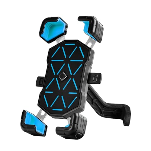 Ldafava Fahrrad Telefonhalter Anti Shake Leichtes multifunktionales Navigation Handyklemme für Fahrräder Bergbikes Langlebige PC -Material Universal Fit für elektrische Roller (Blaue Spiegelmontage) von Ldafava
