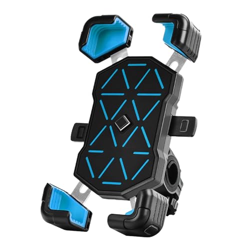 Ldafava Fahrrad Telefonhalter Anti Shake Leichtes multifunktionales Navigation Handyklemme für Fahrräder Bergbikes Langlebige PC -Material Universal Fit für elektrische Roller (Blaue Lenkermontage) von Ldafava
