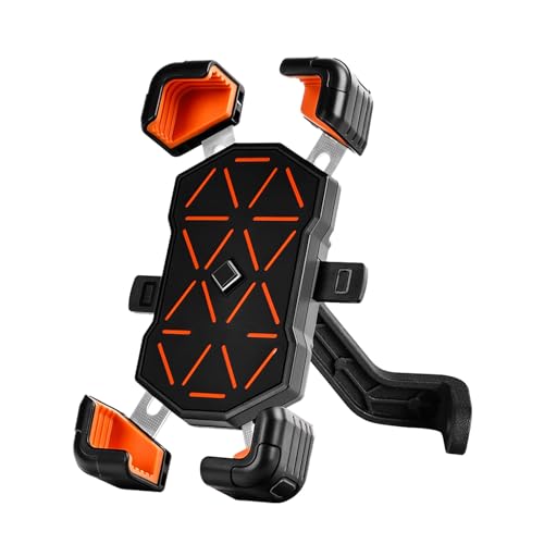Ldafava Fahrrad Telefonhalter Anti Shake Leichtes multifunktionales Navigation Handyklemme für Fahrräder Bergbikes Langlebige PC -Material Universal Fit für elektrische Roller (Orangenspiegelmontage) von Ldafava