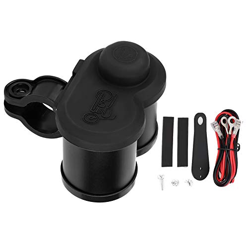 Ldafava Motorrad -Dual -USB -Ladegerät mit Voltmeter und Zigarette Leichter 3A Super großer Strom -Multifunktionsleistung für Motorradfahrer Schwarzes rotes Cyan -Golden -Aluminium (Schwarz) von Ldafava