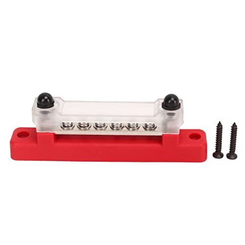 Leistungsverteilungsblock Marine Bus Bar 6 Klemme Bushaltestelle Batterie -Klemmeverteilungsblock für Auto RV Caravan Marine Boat mit plattiertem Messing Zinklegierung 2 M6 (Rot) von Ldafava