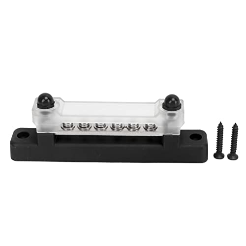 Leistungsverteilungsblock Marine Bus Bar 6 Klemme Bushaltestelle Batterie -Klemmeverteilungsblock für Auto RV Caravan Marine Boat mit plattiertem Messing Zinklegierung 2 M6 (Schwarz) von Ldafava
