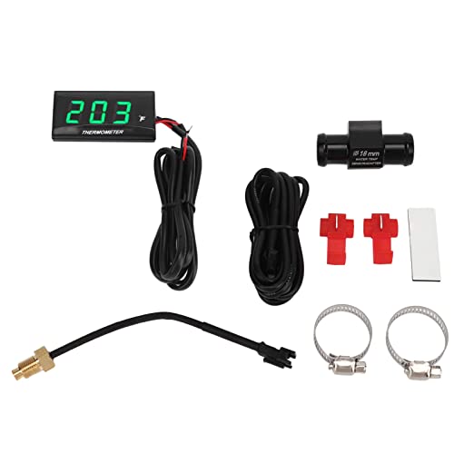 Motorrad Digitalwassertemperatur Ultra dünn DC 12 V LCD mit 18 -mm -Sensoradapter Universal -Ausstattung für die meisten Motorräder Rennscooters ABS Materialwärme (Green) von Ldafava