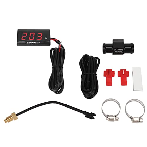 Motorrad Digitalwassertemperatur Ultra dünn DC 12 V LCD mit 18 -mm -Sensoradapter Universal -Ausstattung für die meisten Motorräder Rennscooters ABS Materialwärme (Red) von Ldafava