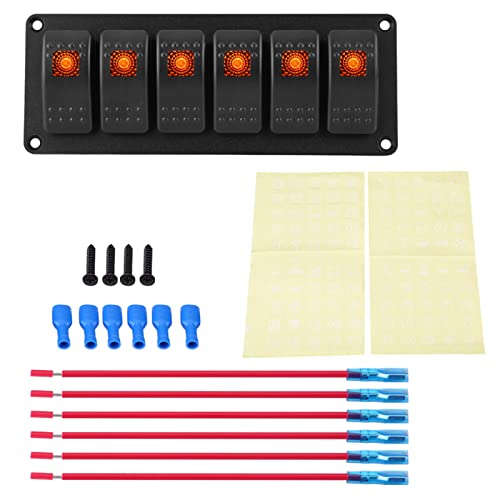 Rocker Switch Panel 12 24V 6 Banden LED -Bedienfeld für Auto RV Boot Marine Hochqualität Aluminium Panel Blau Orange Grün optional 17,9 x 6,8 x 9,8 cm (Orange) von Ldafava
