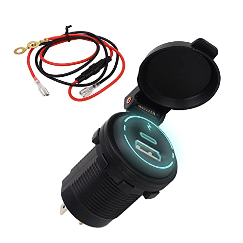 USB -Ladegerät PD -Typ QC 3.0 IP66 wasserdichtes schnelles Lade intelligenter Identifikation für Motorradboot RV ATV ABS PC Metal Ice Blue 4,5 cm 5,9 cm 2,9 cm von Ldafava