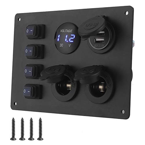Wasserdicht 4 Bandenwiederschalter Panel Dual USB -Anschlussspannungsanzeige 12 -V -Buchse für Autoboot -Wohnmobile Schwarze ABS Aluminium Panel Wasserdicht 4 Bandenwiederschalter Panel Dual USB -Anschlussspannungsanzeige 12 -V -Buchse für Autoboot -Wohnmobile Schwarze ABS Aluminium Panel von Ldafava