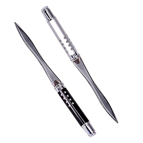 LdawyDE Brieföffner, 2 Stück letter opener 16cm brieföffner edel aus Metall robust und langlebig wissenschaftliches Design angenehm zu halten zum Spaß Papierschneiden (Silber, Schwarz) von LdawyDE