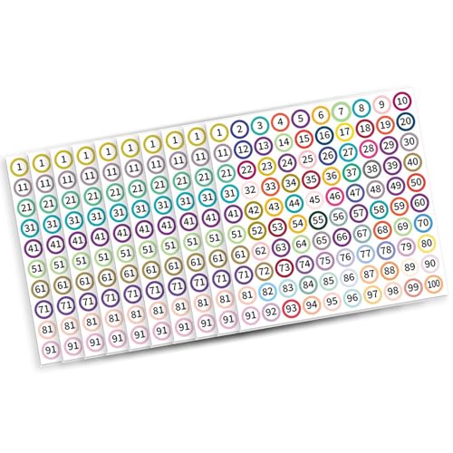 10 Blatt fortlaufende Zahlenaufkleber 1-100 2,5 cm kleine, runde selbstklebende bunte Etiketten für Lagerbestand und Sortierung 10 Blatt fortlaufende Zahlenaufkleber 1-100 2,5 cm kleine, runde selbstklebende bunte Etiketten für Lagerbestand und Sortierung von Ldbuejiaja