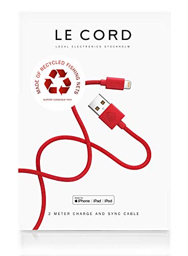 Le Cord Nachhaltiges iPhone Ladekabel - MFI Apple Lightning Cable for Charge & Sync – Rot - 2 Meter lang - 6,5 Fuß - hochwertig und extra stark. Hergestellt aus recycelten Fischernetzen. Textile Hülle, 1334 Le Cord Nachhaltiges iPhone Ladekabel - MFI Apple Lightning Cable for Charge & Sync – Rot - 2 Meter lang - 6,5 Fuß - hochwertig und extra stark. Hergestellt aus recycelten Fischernetzen. Textile Hülle, 1334 von Le Cord