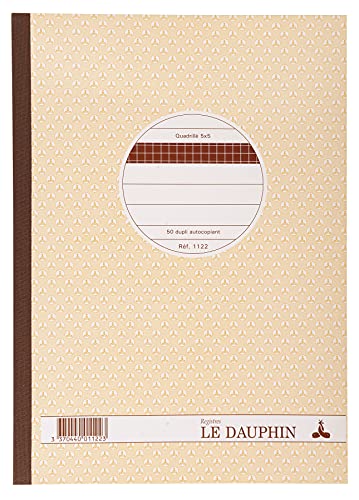 Le Dauphin - Art.-Nr. 1122D - 5 Stück - selbstdurchschreibendes Papier - kariert 5x5 - kleine Karo - duplicata - 50 Blatt - mit 4-Lochung - Format 29,7 x 21 cm - Lackdeckel von Le Dauphin