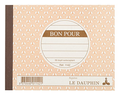 Le Dauphin - Ref. 1142D – 10 Stück Durchschreibepapier – Duplikat (1 Original und 1 Kopie) – 50 Blatt – Format 10,5 x 13,5 cm – Deckblatt lackiert von Le Dauphin