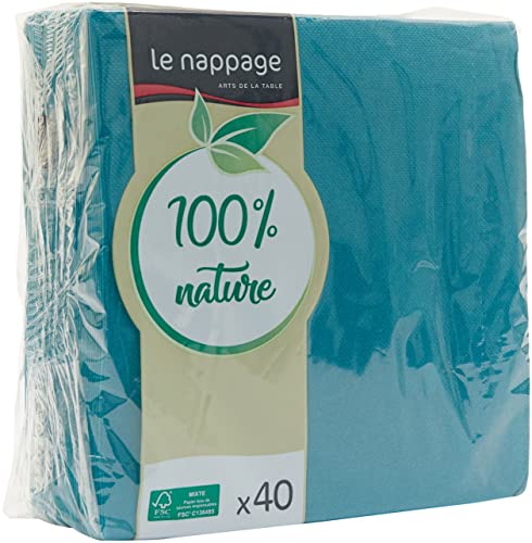 LE NAPPAGE 40 Servietten Tex-Touch, 38 x 38 cm, Enteneiblau, FSC, Zellstoffwatte, Ente Blau, 38cm x 38cm von Le Nappage