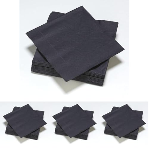 LE NAPPAGE ARTS DE LA TABLE Papierservietten, 33 x 33 cm, 2-lagig, Schwarz FSC, Zellulose, 33 x 33 cm, 50 Stück (Packung mit 4) von Le Nappage
