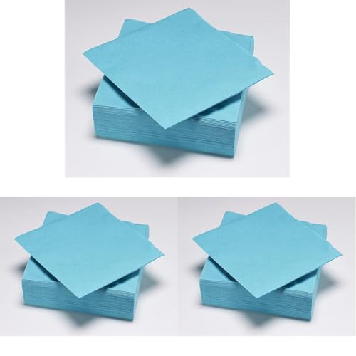 Le Nappage 50 Servietten, Wattepad, 33 x 33 cm, 2-lagig, türkis, FSC-Zellulose, 33 x 33 cm (Packung mit 3) von Le Nappage