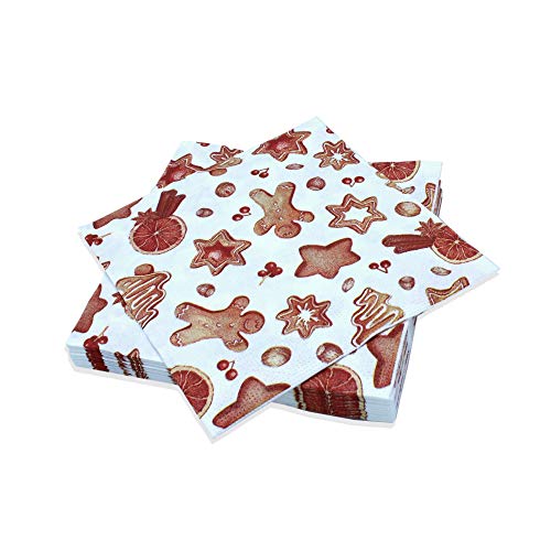 Le Nappage Servietten, dekoriert, Weihnachtsmotive, aus reiner Zellulose-Watte – 20 Servietten im Format 33 x 33 cm von Le Nappage