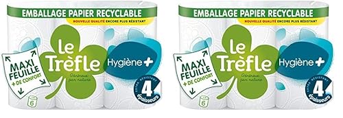 Le Trefoil Hygiene + Toilettenpapier, 6 Rollen, 4 Stärken (Packung mit 2) von Le Trefle
