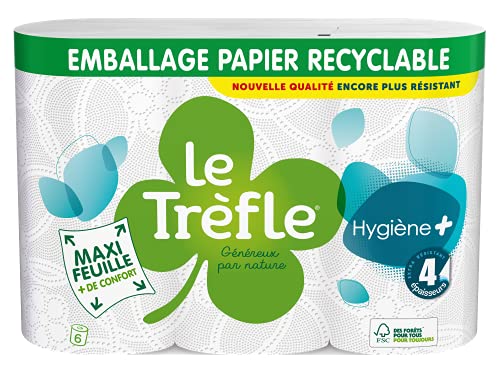 Le Trefoil Hygiene + Toilettenpapier, 6 Rollen, 4 Stärken von Le Trefle
