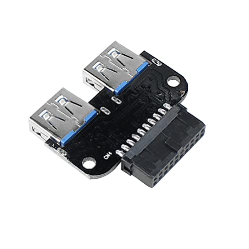 3X 20Pin auf Dual USB3.0 Adapter Konverter PC Motherboard 19Pin/20P Header auf 2Port USB3.0 Typ-A Buchse Kartenleser (PH22A) von LeHang