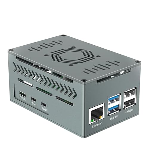 Aluminiumgehäuse für Raspberry Pi 5, mit 4010 PWM Lüfter und Kupfer Kühlkörper für Raspberry Pi 5, X1000/X1001/X1003/N04/N05 PCIe Peripherie Board von LeHang