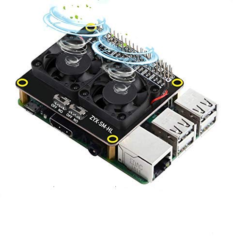 LeHang Raspberry Pi 4B Dual Cooling Fans and Automatic Discoloration LED, Raspberry Pi GPIO Expansion Board for Raspberry Pi 4B / 3B+ / 3B / 3A+ von LeHang