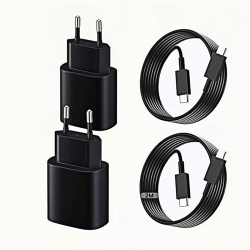 25W USB C Ladegerät 2er-Pack Schnellladegerät mit 2m Ladekabel, Super Fast Charger Schnellladekabel USB c,Netzteil Adapter für Phone 15/16,Samsung Galaxy S25S24/S23/S22/S21/A55/A54/A51 (Schwarz) von LeHuiTo