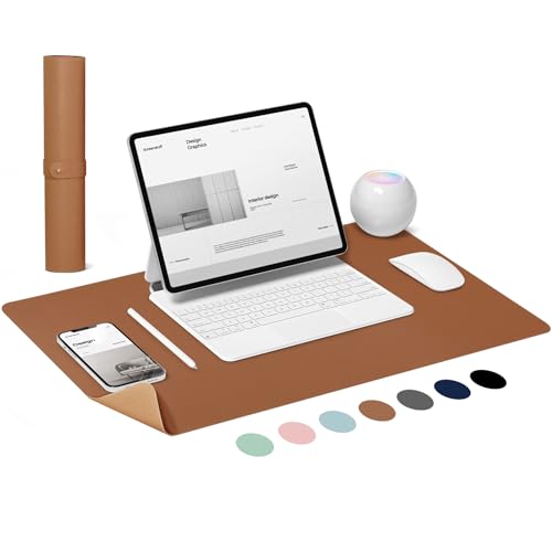 LeKuni Kork Schreibtischunterlage XXL Mauspad Doppelseitige Schreibtischunterlage für Büro und Zuhause, Rutschfeste Unterlage Schreiben Gaming Mousepad Kinder Schulsachen(Braun 80X40CM) von LeKuni