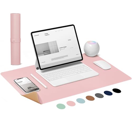 LeKuni Kork Schreibtischunterlage XXL Mauspad Doppelseitige Schreibtischunterlage für Büro und Zuhause, Rutschfeste Unterlage Schreiben Gaming Mousepad Kinder Schulsachen(Rosa 80X40CM) von LeKuni