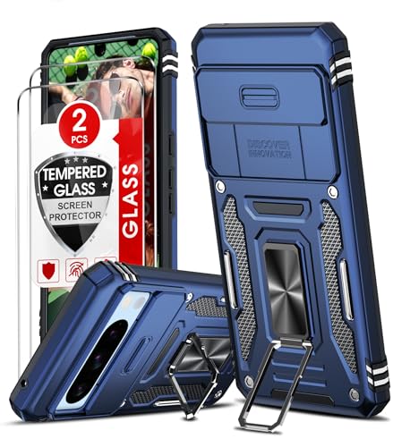 LeYi Handyhülle für Google Pixel 8 Pro Hülle [2 Glasfolie Schutzfolie], Militärschutz Standard Kamera Schutz Handy Hüllen Ständer Armor Schutzhülle Outdoor Kratzfest Cover Pixel8Pro Case Blau von LeYi