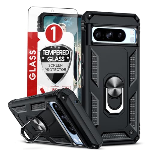 LeYi Handyhülle für Google Pixel 8 Pro Hülle Robust mit Schutzfolie, 360 Grad Ring Stoßfest Tough Armor Schutzhülle Case Handy Hüllen Outdoor Hardcase Pixel 8 Pro Schwarz von LeYi