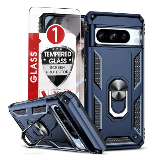 LeYi Handyhülle für Google Pixel 8 Pro Hülle Ständer mit Schutzfolie, 360 Grad Kickstand Stoßfest Tough Armor Schutzhülle Outdoor Case Handy Hüllen Cover Hard Case Pixel 8 Pro Blau von LeYi