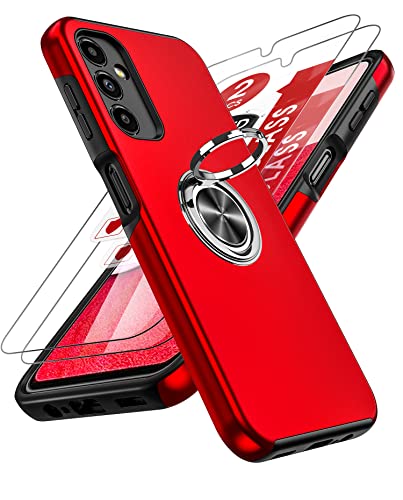 LeYi Handyhülle für Samsung Galaxy A14 5G/4G Hülle mit 2 Schutzfolie, TPU+PC Militärschutz Hybrid Schutzhülle mit 360 Grad Drehbar Metall Ring Ständer Stoßfest Anti-Kratzer A 14 Case Cover Rot LeYi Handyhülle für Samsung Galaxy A14 5G/4G Hülle mit 2 Schutzfolie, TPU+PC Militärschutz Hybrid Schutzhülle mit 360 Grad Drehbar Metall Ring Ständer Stoßfest Anti-Kratzer A 14 Case Cover Rot von LeYi