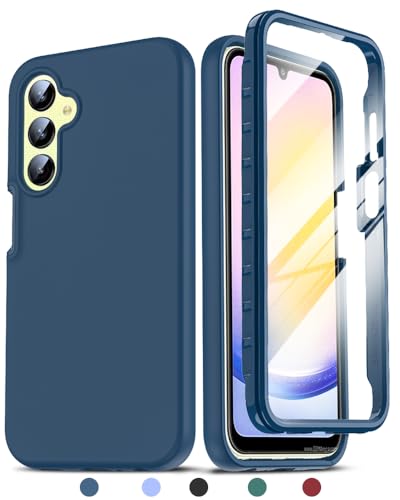 LeYi Handyhülle für Samsung Galaxy A25 5G Hülle mit Doppelseitige, Rundumschutz Schutzhülle mit Eingebautem Displayschutz, Kratzfeste Silicone TPU Bumper Outdoor Doppel A 25 Case Cover Blau von LeYi