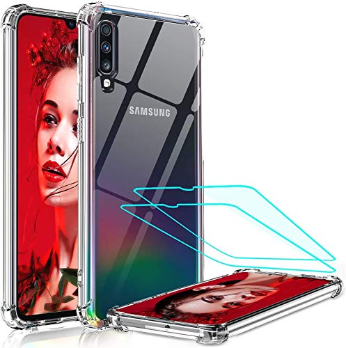 LeYi Handyhülle für Samsung Galaxy A50/A30s/A50s Hülle mit Panzerglas Schutzfolie(2 Stück), Neu Transparent Cover Hard PC Air Cushion Bumper Schutzhülle Handy Hüllen für Case Samsung A50 Crystal Clear von LeYi