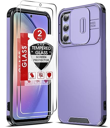 LeYi Handyhülle für Samsung Galaxy A54 5G Hülle mit Slider Kameraschutz & 2* Schutzfolie, Handy Fallschutz Stoßfest Handyhülle Outdoor Anti-Scratch, Samsung A 54 5G Case Premium Hybrid PC + TPU -Lila von LeYi