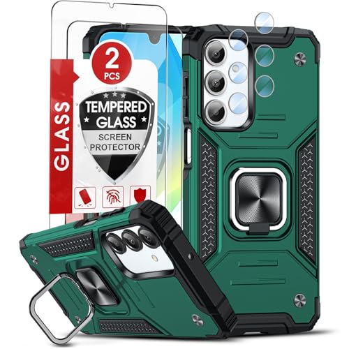 LeYi Handyhülle für Samung Galaxy A16 Hülle kompatibel mit 2*Schutzfolie & 2*Kamera Folie, Militärischer Ständer Schutzhülle 360° Metall Ring Halter Stoßfest Hardcase A 16 Cover Grün LeYi Handyhülle für Samung Galaxy A16 Hülle kompatibel mit 2*Schutzfolie & 2*Kamera Folie, Militärischer Ständer Schutzhülle 360° Metall Ring Halter Stoßfest Hardcase A 16 Cover Grün von LeYi