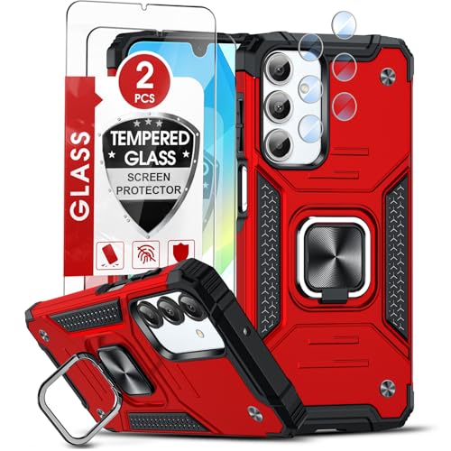 LeYi Handyhülle für Samung Galaxy A16 Hülle kompatibel mit 2*Schutzfolie & 2*Kamera Folie, Militärischer Ständer Schutzhülle 360° Metall Ring Halter Stoßfest Hardcase A 16 Cover Rot LeYi Handyhülle für Samung Galaxy A16 Hülle kompatibel mit 2*Schutzfolie & 2*Kamera Folie, Militärischer Ständer Schutzhülle 360° Metall Ring Halter Stoßfest Hardcase A 16 Cover Rot von LeYi