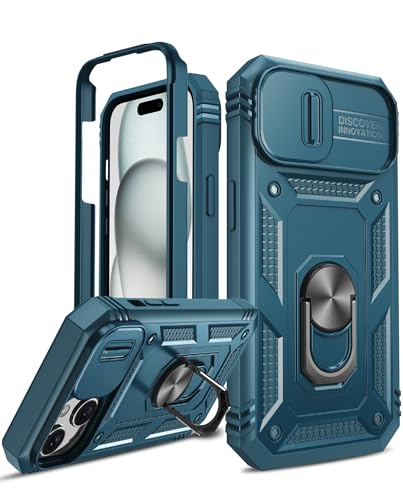 LeYi Handyhülle für iPhone 15 Plus Hülle mit Kameraschutz (Nein Schutzfolie), Full 360 Grad Ständer Tough Armor Schutzhülle Outdoor Handy Hülle für Apple iPhone 15Plus Hard Case Blau von LeYi