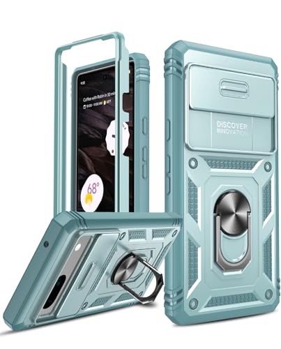 LeYi Hülle für Google Pixel 7A Slide Kamera Klappe Handyhülle (Nein Hartglas) Metallständer Kamera Abdeckung Schutzhülle Robust Fallschutz Pixel 7 A Case Halterung Outdoor Handy Hüllen Cover Grün von LeYi