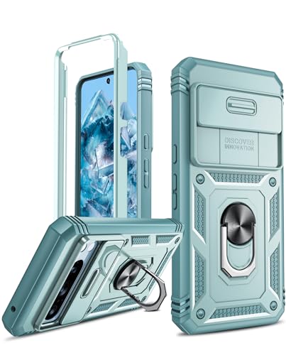 LeYi Hülle für Google Pixel 8 Pro Slide Kamera Schutz Handyhülle (Nein Hartglas) Metallständer Kamera Abdeckung Schutzhülle Robust Fallschutz Pixel8 Pro Case Halterung Outdoor Handy Hüllen Cover Grün von LeYi